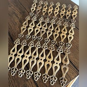 Vintage Brass Cabinet Knob Backplates Plated Escutcheon Mid Century B830 5-5/8”